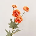 thumbnail image 5 of Wedding Simulation Flower 4 Heads Dew Lotus Camellia Realistic Non-fading Low Maintenance Artificial Flowers-Orange, 5 of 7
