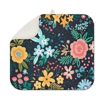 Pioneer Flower Floral Print Pattern Dish Drying Mat for Kitchen 1 Pack, Ultra Absorbent Microfiber Dishes Drainer Mats,16"x18"