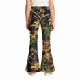 thumbnail image 5 of Grblisyd Girls Uniform Pants Kids Stretchy Elastic Waist Camo Maple Leaf Print Flare Pant with Pockets for 5-15 Years, 5 of 6