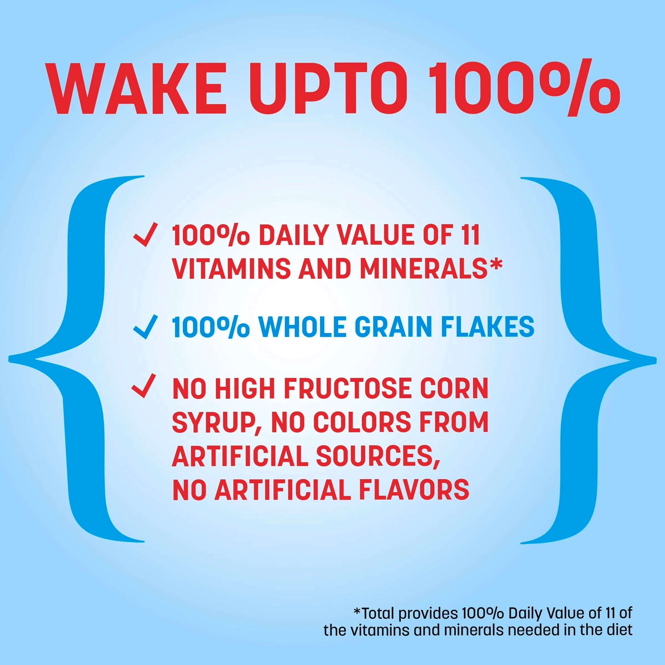 Total Breakfast Cereal, 100% Daily Value of 11 Vitamins and Minerals, 16 oz