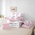 thumbnail image 5 of Manfei Girly Pink Ribbon Twin Bedding Sets 7-Piece, Sugar Halloween Pumpkin Bedding Comforter Set, Cartoon Princess Style Reversible Sheet Sets, Super Cozy Room Decor, 5 of 7