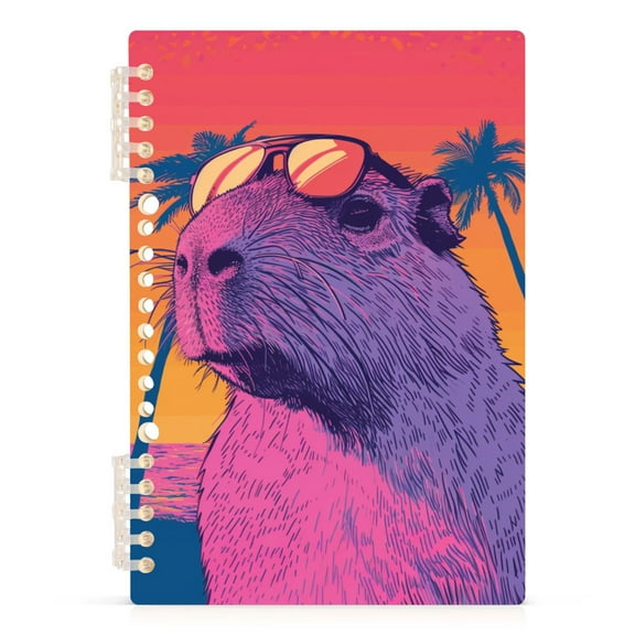 Spiral Notebooks Guinea Pig with Sunglasses 60 Sheets 120 Pages A5 Journal Notepad 8.3x5.7 Inch Thick Adjustable College Ruled Paper