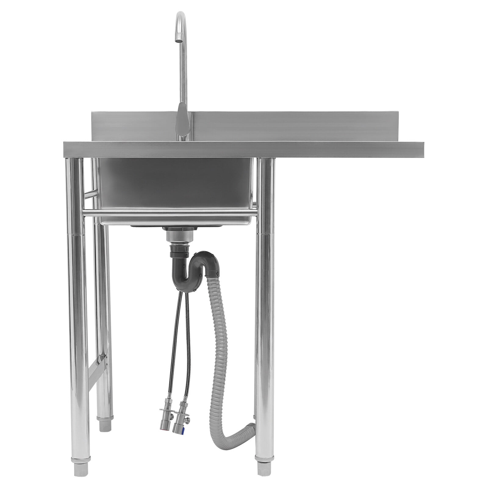 35.4" W x 21.2" D x 39.3" H Stainless Steel Utility Sink with Drainboard & Faucet