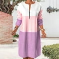 thumbnail image 2 of Lindreshi Plus Size Dresses for Women on Clearance Winter New Sweater Women's Zipper Contrast Panel Long Sleeve Zipper Long Dress, 2 of 6