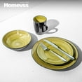 thumbnail image 6 of HomeVss, Stoneware Sonoma 16pc Dinnerware Set, Black + Speckled Spin Wash Green, 6 of 7
