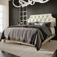 thumbnail image 2 of Home Design Mexico Twin Tufted Upholstered Platform Bed with Scooped Headboard and Padded Surface, Champagne, Easy Assembly, 2 of 5