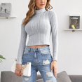 thumbnail image 2 of Vedolay Sweater for Women 2023 Round Neck Long-Sleeved Leopard Print Hooded Sweater Top Grey,XL, 2 of 5