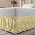 thumbnail image 1 of Yellow Chevron Bed Skirt, Hand Drawn Aztec Pattern Motif with Dashed Lines, Elastic Bedskirt Dust Ruffle Wrap Around for Bedding Decor, 4 Sizes, Mustard White, by Ambesonne, 1 of 2