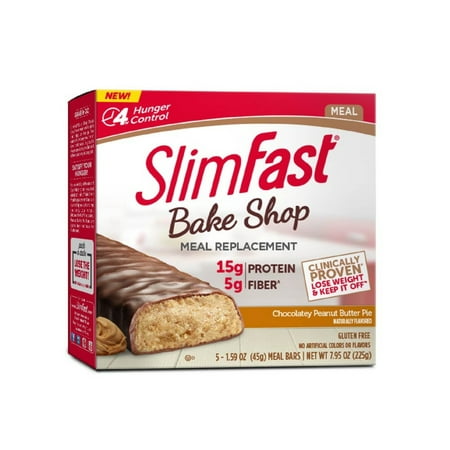 SlimFast Bake Shop Chocolatey Peanut Butter Pie Meal Replacement Bar, 1.59oz., Pack of (Women's Best Meal Replacement Review)