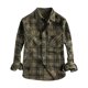 thumbnail image 2 of Blusa y camisa de manga larga con cuello vuelto para hombre, estilo vintage, con botones y bolsillos, a cuadros, de algodón., 2 of 3