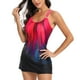 thumbnail image 1 of Gibobby Trajes de Baño Mujer Nuevo traje de baño de tamaño con cuerpo dividido estilo falda con espalda descubierta estampada y traje de baño tankini con(Rojo,G), 1 of 4