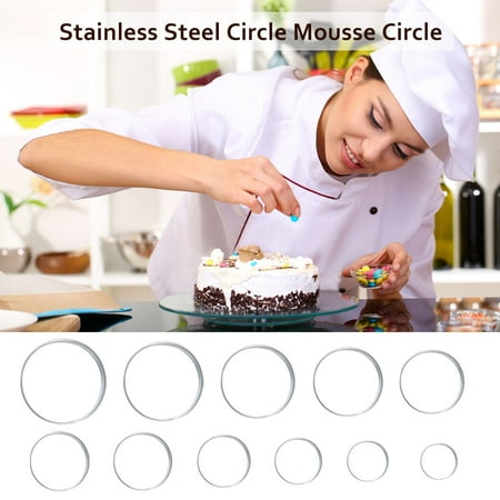 Hilitand 12 Pcs Stainless Steel Round Cookie Biscuit Cutter Baking Metal Ring Molds for Dough