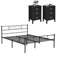 thumbnail image 2 of VECELO 3-Piece Bedroom Set, Metal Platform Bed Frame and 3-Drawer Nightstand, Full Size, 2 of 8