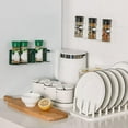 thumbnail image 5 of Wall Mounted Adhesive Kitchen Storage Rack, Plastic Seasoning Organizer Rack, Cabinet Door Storage Shelf with Hooks, No Drill Wall Mount Storage for Spices Utensils Kitchen Items, 9.2*2.8*2in, While, 5 of 9