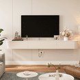 thumbnail image 6 of ​​FloatiCasa 70-inch Floating TV Stand Wall-Mounted Media Console with Vertical Groove Design, for TVs up to 75 inches, Fully Assembled(White), 6 of 15