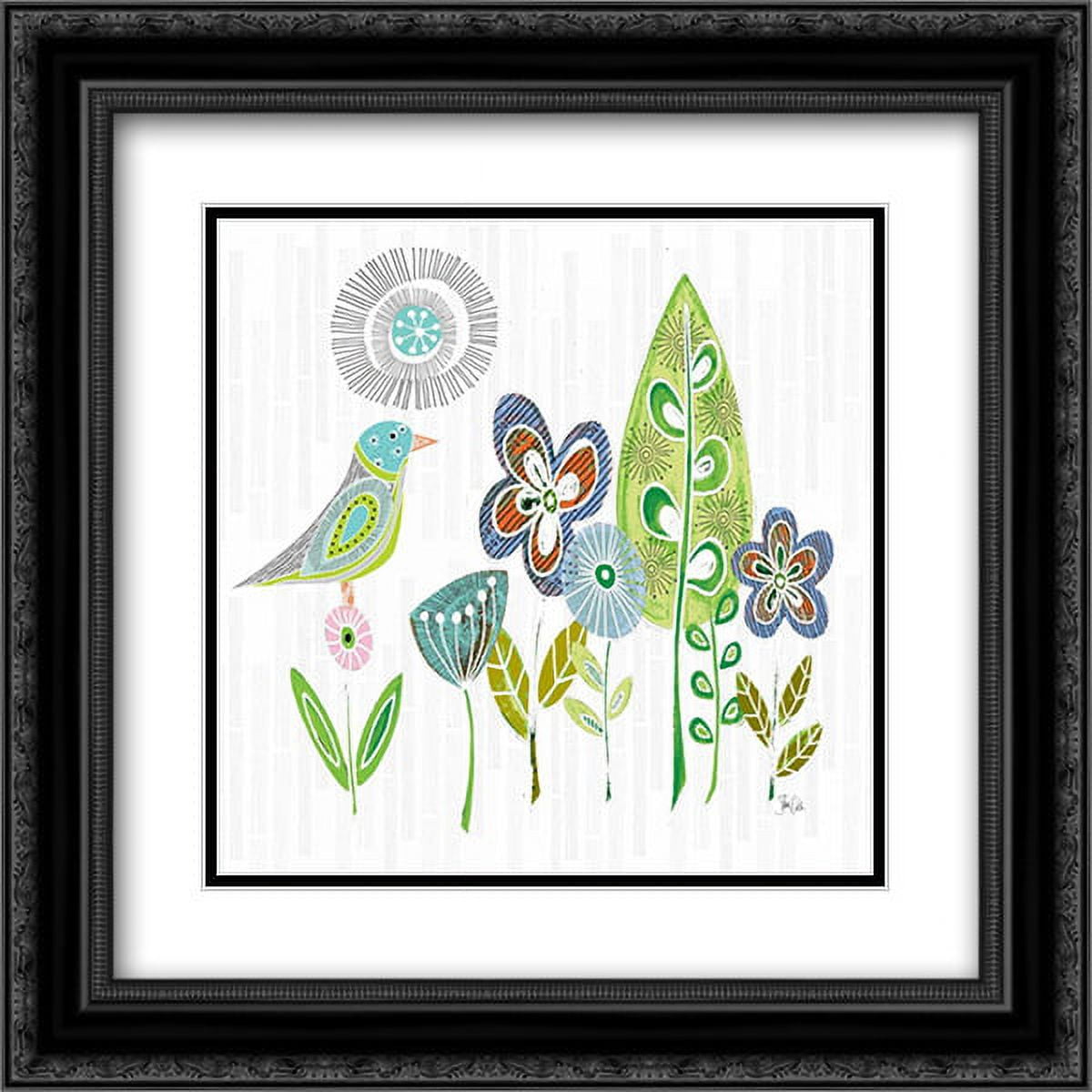 Trees and Flowers II 2x Matted 20x20 Black Ornate Framed Art Print by Welsh Shanni