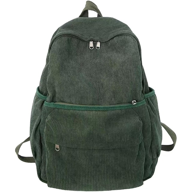 LHSHID Preppy Corduroy Backpack Large Aesthetic Backpack Fit 15.6 inch Laptop College Backpack Cute Book Bag Casual Daypack (White,One Size)