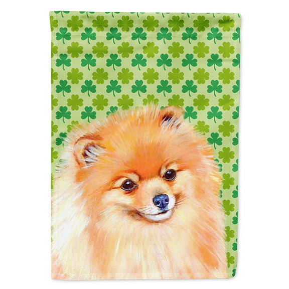 Carolines Treasures LH9215-FLAG-PARENT Pomeranian St. Patricks Day Shamrock Portrait Flag  multicolor