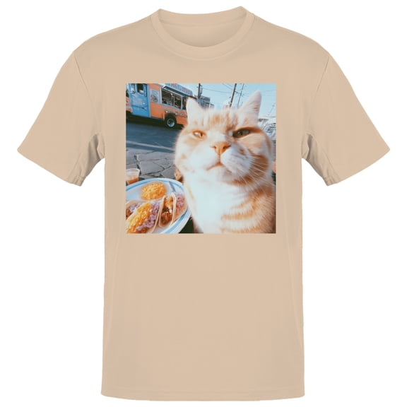 Cat Enjoying Taco Men's Natural T-shirt