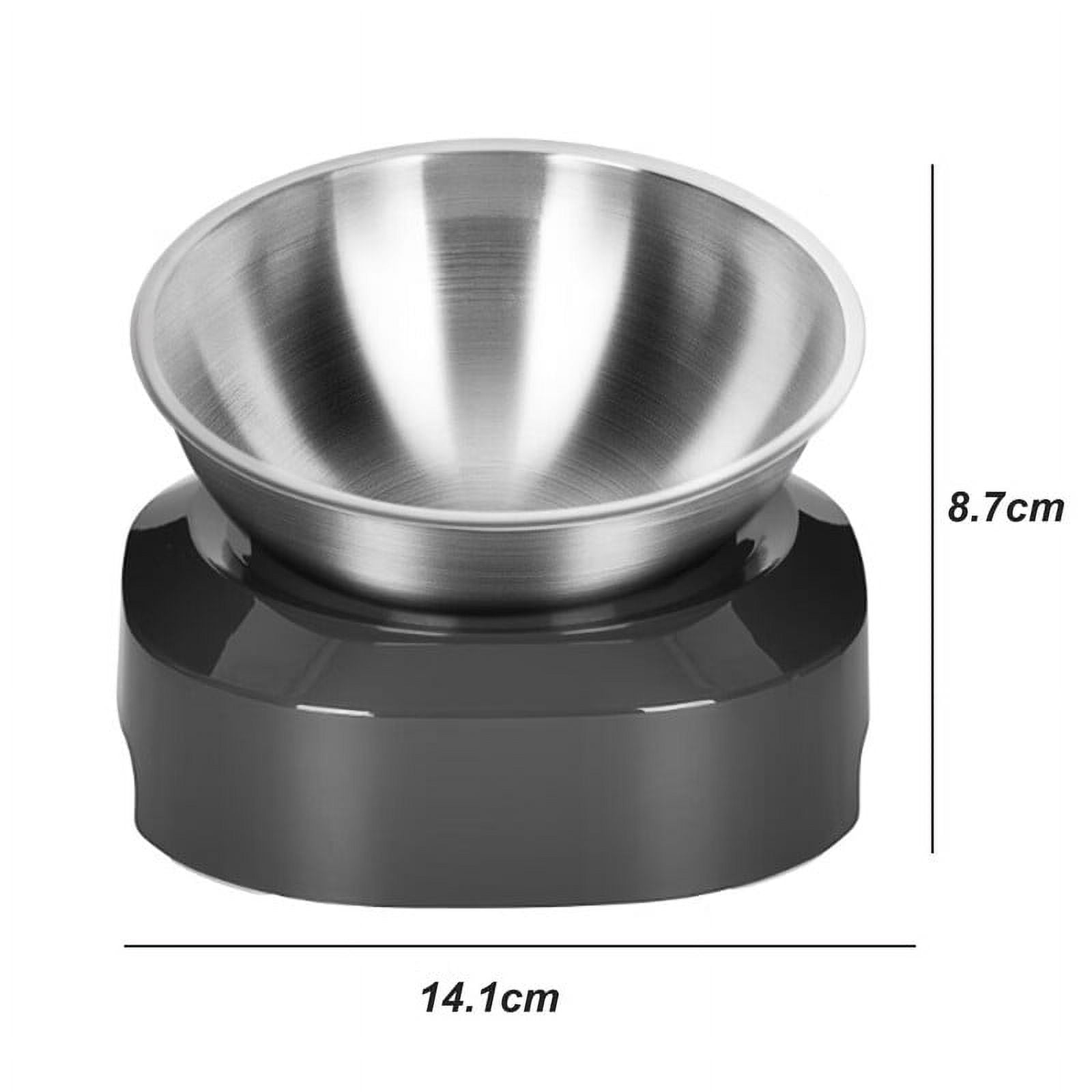 Siooko Elevated Cat Bowls, 15° Tilted Raised Cat Food Bowls Wood Pet Bowls  with Stand Anti Vomiting 2 Stainless Steel Bowls for Cats and Puppy