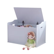 KidKraft Austin Wooden Toy Box/Bench with Safety Hinged Lid, White