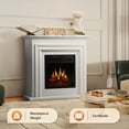 thumbnail image 2 of KISSAIR Electric Fireplace Mantel Wooden Surround Firebox, Free Standing Fireplace, with Remote Control, Adjustable LED Flame, 750W/1500W -Pearl White, 2 of 7