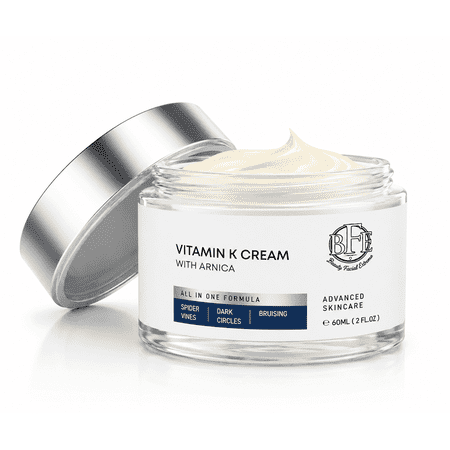 Beauty Facial Extreme Vitamin K Cream for Bruising, Spider Veins, Broken Capillaries, Under Eye Dark Circles, Fine Lines, Puffiness, and Wrinkles, 60 mL