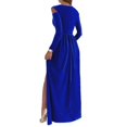 thumbnail image 3 of Women Long Sleeve Slit Maxi Long Dresses Deep V Neck Cold Shoulder Dress for Women Casual Evening Date, 3 of 9