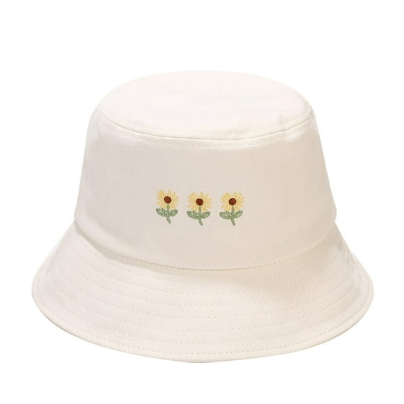 Opolski Fisherman Cap Stylish Easy-matching Cotton Three-small-flower Bucket Hat for Outdoor