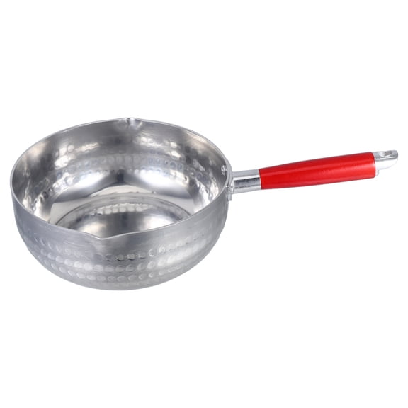 WRITWAA 20cm Aluminum Saucepan with Wooden Handle, Dual Spout Warmer Pot for Cooking, Heating, and Everyday Kitchen Use