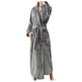 thumbnail image 1 of Baberdicy Robes for Women, Women's Robe Bathrobe Solid Coat Sleeved Long Clothes Winter Lengthened Splicing Home Color Robe, 1 of 5