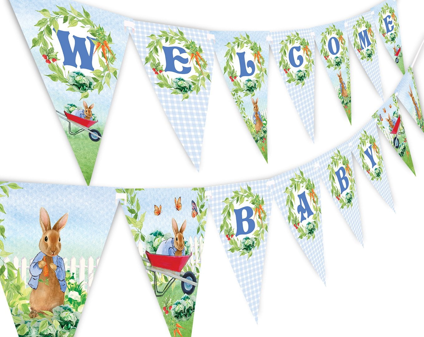 Peter Rabbit Arrow Quote Signs Prop Birthday Party/Baby Shower Decoration BLUE