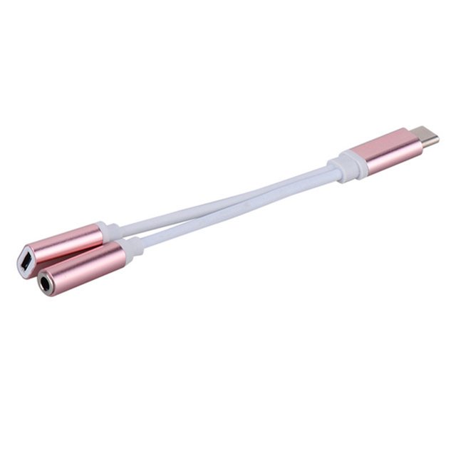 2 en 1 tipo C a cable divisor de conector de audio de 3,5 mm tipo cable adaptador de audio C