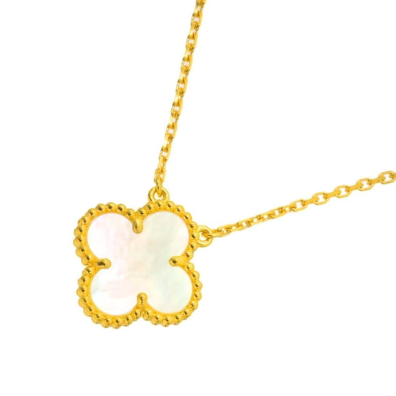 Pre-Owned Van Cleef & Arpels VCA Alhambra Shell Necklace 42cm 18K Yellow Gold 750