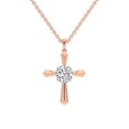 thumbnail image 1 of Collier Pendentif Suspendu en Diamant de Laboratoire pour Femmes / 5 Carats Certifié IGI Forme Ronde / Pendentif Croix Sérénité en Diamant de Laboratoire en Or Rose 14K / Qualité FG-VS1-VS2 / Friendly Diamonds, 1 of 6