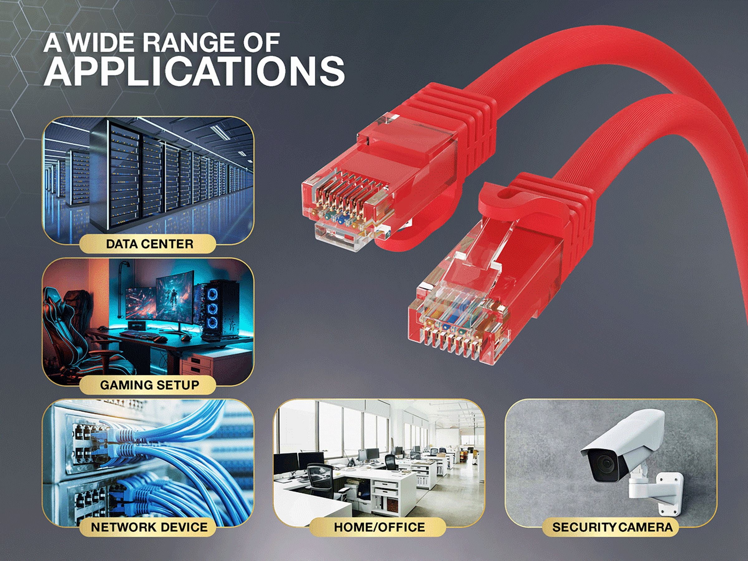 Cable Leader 50ft Cat6a UTP 10G Ethernet Network Patch Cable Snagless 24AWG Bare Copper, Red