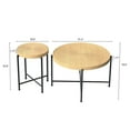 thumbnail image 4 of 2-Piece Coffee And End Table Set – Waterproof MDF with Pvc Cover, Distressed Cylindrical Design, Black Metal Legs – Classic Rustic Charm, Technical Wood, 4 of 7