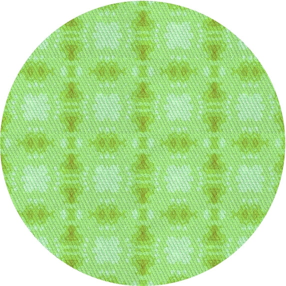 Ahgly Company Machine Washable Indoor Round Transitional Green Area Rugs, 8' Round