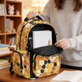 thumbnail image 5 of Xoenoiee Bee Honeycomb Moon Daisy Pattern Kids School Backpack Casual Travel Daypack Lightweight Schoolbag Backpack Bookbag for Teens Girls Middle School Laptop Backpack with Zipper Pocket, 5 of 7