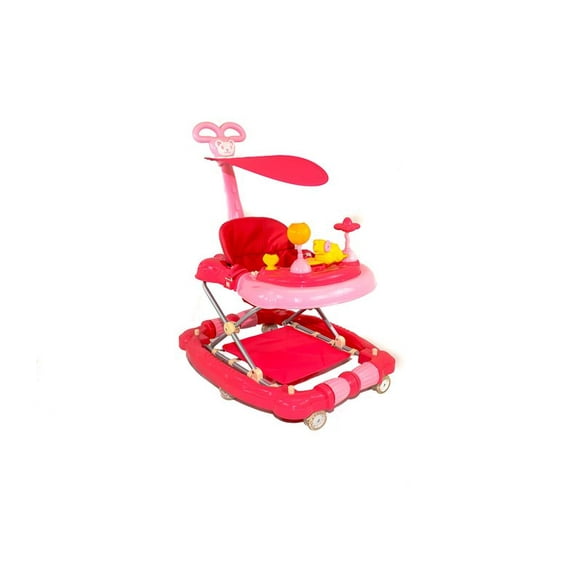 Andadera para Bebés The Baby Shop con Tapete Bastón y Toldo Rosa -