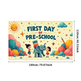 thumbnail image 3 of Colorful and Cheerful First Day Preschool Themed Backdrop Banner with Cartoon Elephant Kids and School Elements Party Decorations for Photography Props Classroom Celebrations Family Gatherings, 3 of 8