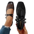 thumbnail image 4 of Aobny Mesh Shoes Womens Shoes Wedges Flat Shoes Wedge Casual Shoes Shoes Buckle Square Toe Black Water-Resistant Womens Shoes Casual,Size 41, 4 of 9