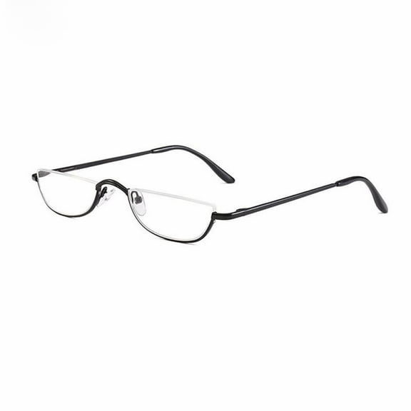 Mens Half Moon Spring Hinge Reading Glasses 2.0 Womens Fashion Black Classic Readers  2.0
