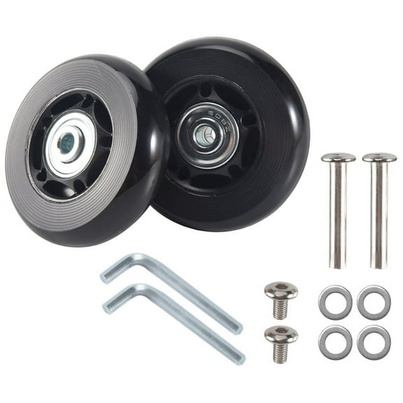 2 sets x of Luggage Suitcase Replacement Wheels 2 x Wheels 2 x Axles 2 x Axles screws 4 x Washers 2 x Wrenches-Black