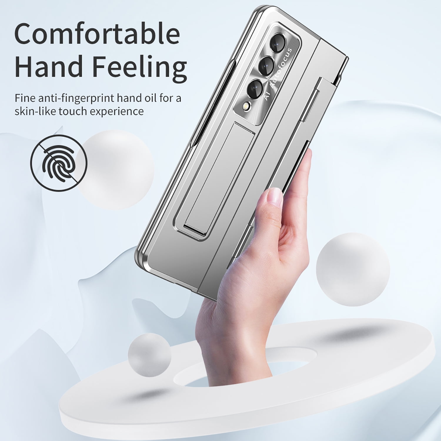 for Samsung Galaxy Z Fold 4 Case Magnetic Hinge Protection Built-in S Pen Holder with Front Glass Kickstand All-Inclusive PC Shockproof Case Wireless Charging for Samsung Z Fold 4 5G 2022, Silver