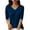 Blue, variant on Women's Solid Color V-Neck Five-Point Sleeve Casual Shirt, Stylish and Comfortable Top for Spring and Summer, Versatile Everyday Wear, Lightweight and Breathable Blouse for Casual Outings or Work