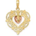 thumbnail image 3 of Avariah 14k Two-Tone Gold Yellow and Rose Heart w/Lace Trim Charm - 25.2mm, 3 of 6