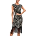 thumbnail image 2 of EGNMCR Robes de Soirée pour Femmes, Robes Formelles pour Femmes, Robes de Cocktail pour Femmes Robe à Col Rond Sans Manches à Paillettes avec Franges de Bal Robe de Fête Banquet Robe de Danse Robe Courte Robe pour Femmes, 2 of 9