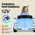 thumbnail image 5 of 12V Licensed Volkswagen Beetle Ride-On Car for Toddlers, Remote Control, LED Lights, 3 Speeds, Music, for Kids Ages 2-5, Blue, 5 of 8