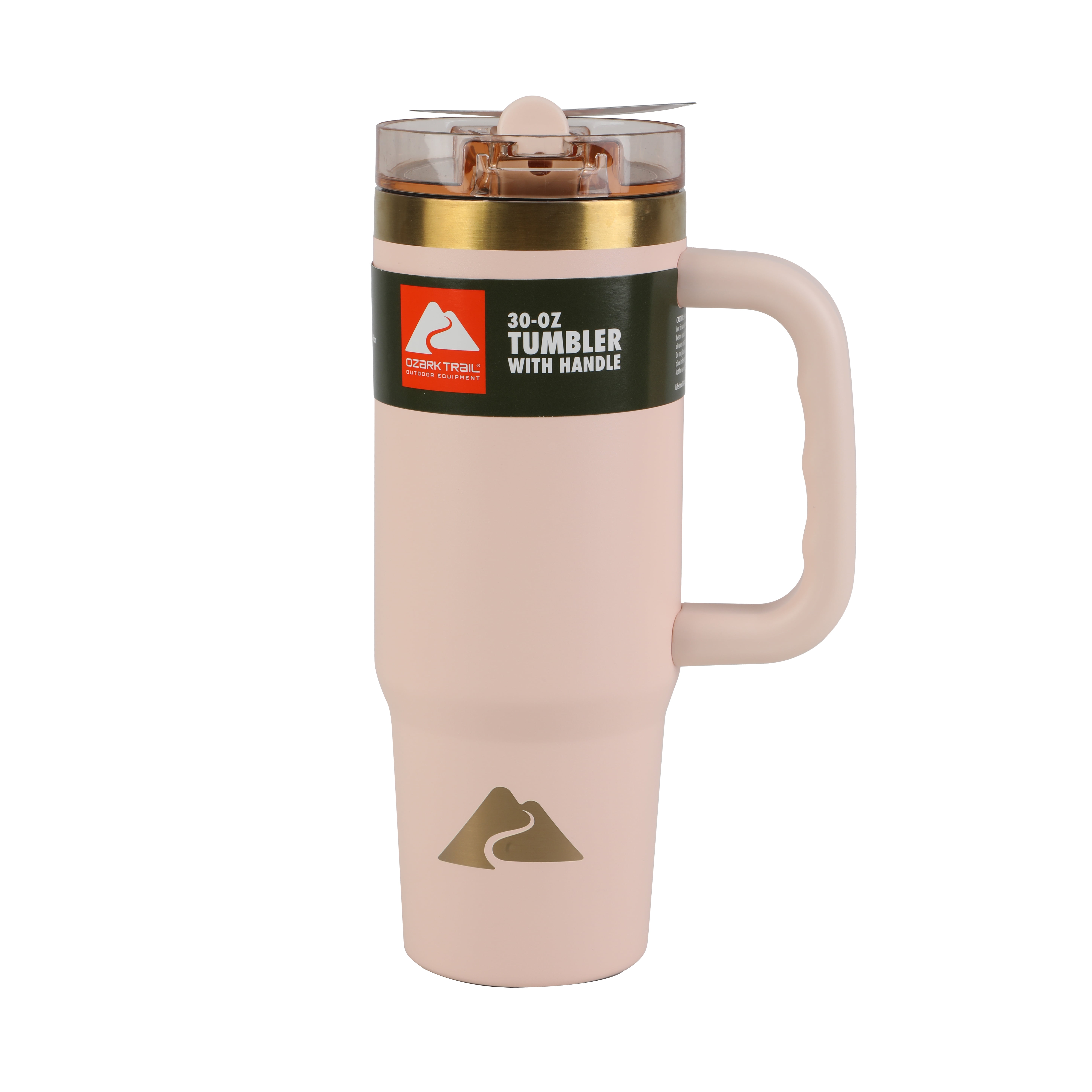 Ozark Trail 30 oz Stainless Steel Insulated Tumbler with Handle, Frosted Peach